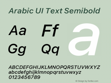 Arabic UI Text Semibold Version 2.00 October 7, 2017 Font Sample