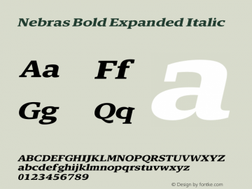 Nebras Bold Expanded Italic Version 1.000;hotconv 1.0.109;makeotfexe 2.5.65596图片样张