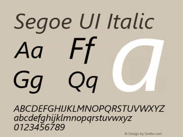 Segoe UI Italic Version 5.28 Font Sample
