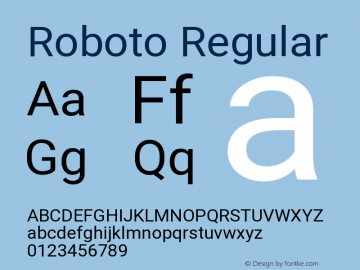Roboto Regular Version 2.001047; 2014 Font Sample