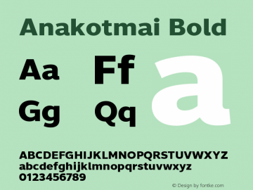 Anakotmai Bold 1.00 Font Sample