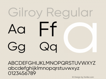 Gilroy-Regular Version 1.000 Font Sample