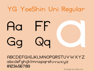YG YoeShin Uni Version 2.053;May 23, 2020;FontCreator 13.0.0.2637 64-bit Font Sample