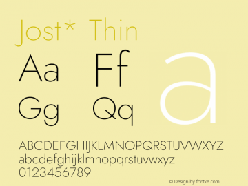 Jost* Thin Version 3.500 Font Sample