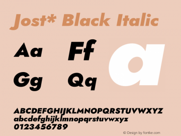 Jost* Black Italic Version 3.500 Font Sample