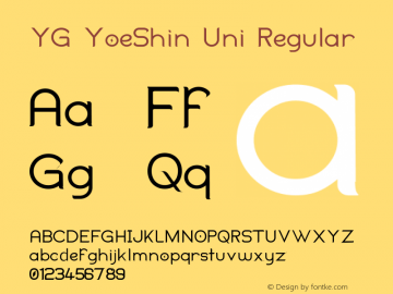 YG YoeShin Uni Version 2.053;May 23, 2020;FontCreator 13.0.0.2637 64-bit Font Sample