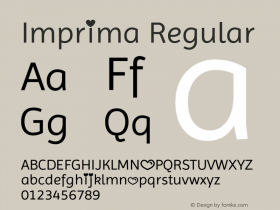 Imprima Version 1.001 Font Sample