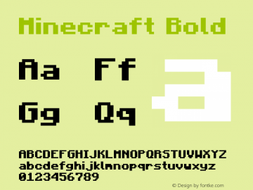 Minecraft Bold Version 1.000;PS 001.000;hotconv 1.0.88;makeotf.lib2.5.64775 Font Sample
