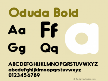 Oduda Bold Version 1.00;June 19, 2020;FontCreator 12.0.0.2565 32-bit图片样张