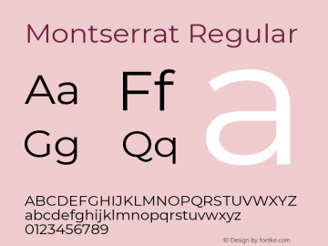 Montserrat Regular Version 7.200 Font Sample