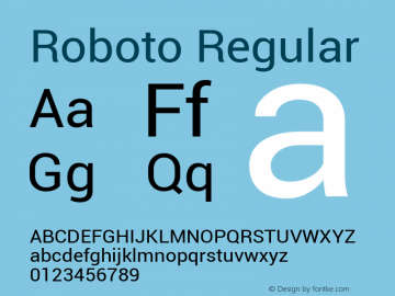 Roboto Regular Version 1.00000; 2011; ttfautohint (v1.6) Font Sample