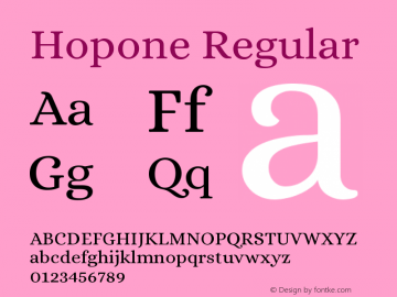 Hopone Version 1.00 September 3, 2015, initial release Font Sample