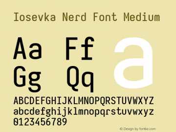 Iosevka Mayukai Medium Nerd Font Complete Version 6.0.1; ttfautohint (v1.8.2) Font Sample