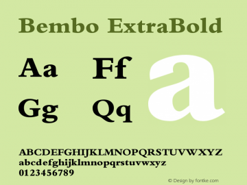 Bembo ExtraBold Version 1 Font Sample