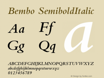 Bembo SemiboldItalic Version 001.000图片样张