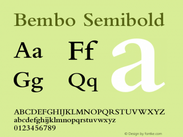 Bembo Semibold Version 001.000 Font Sample