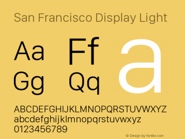 San Francisco Display Light 10.0d27e2--BETA Font Sample