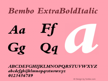 Bembo ExtraBoldItalic Version 001.000图片样张