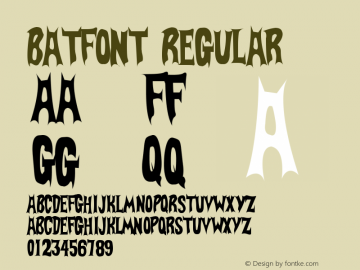 BatFont Regular Macromedia Fontographer 4.1.5 2/13/04图片样张