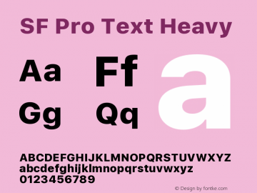 SF Pro Text Heavy 13.0d1e33 Font Sample