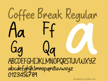 Coffee Break Version 1.002;Fontself Maker 3.5.4 Font Sample