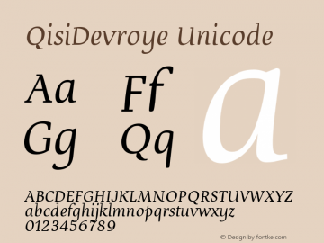 QisiDevroye Unicode 常规 Version 1.00图片样张