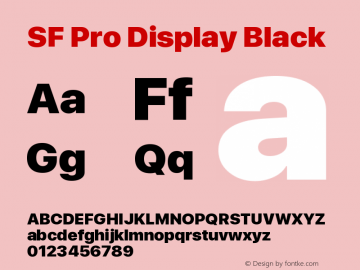 SF Pro Display Black Version 13.0d3e20 Font Sample