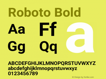 Roboto Bold Version 2.138; 2017; build 20171023 Font Sample