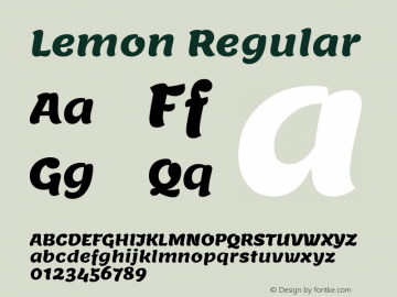 Lemon Regular Version 1.002 Font Sample