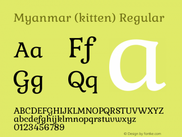 Myanmar (kitten) Version 3.00;May 5, 2020 Font Sample