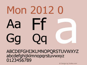 Mon 2012 0 Version 3.15 September 16, 2012 Font Sample