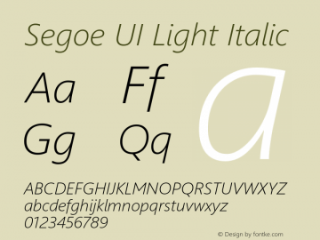 Segoe UI Light Italic Version 5.32;May 26, 2021;FontCreator 12.0.0.2546 64-bit Font Sample