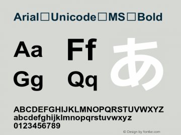 Arial Unicode MS Bold Version 1.00 Font Sample