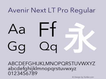 AvenirNextLTPro-Regular Version 1.100;PS 001.001;hotconv 1.0.38 Font Sample