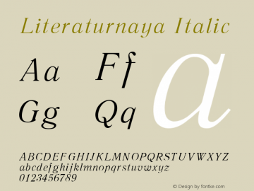 Literaturnaya Italic:001.001 001.001 Font Sample