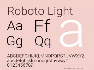 Roboto Light Version 2.132; 2016 Font Sample