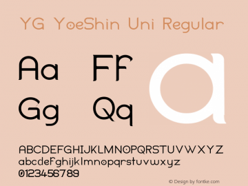 YG YoeShin Uni Version 2.053;May 23, 2020;FontCreator 13.0.0.2637 64-bit图片样张