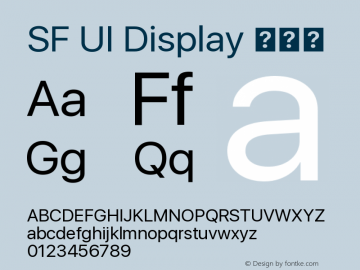 SF UI Display 常规体  Font Sample