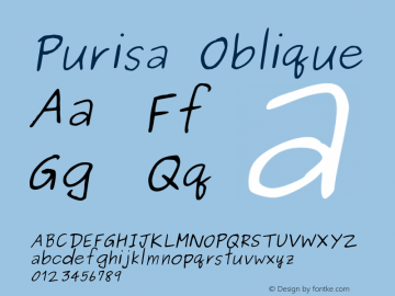 Purisa Oblique Version 002.015: 2012-11-29 Font Sample