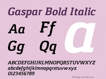 Gaspar-BoldItalic Version 1.000 2012 initial release Font Sample