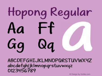 Hopong Version 2.00 March 14, 2017 Font Sample