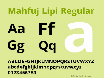 Mahfuj Lipi Version 1.00;February 1, 2021;FontCreator 13.0.0.2683 64-bit图片样张