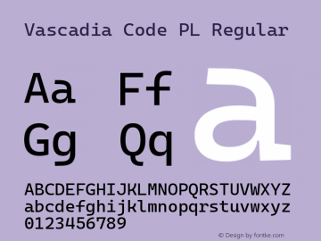 Cascadia Code PL Regular Version 2105.024 Font Sample