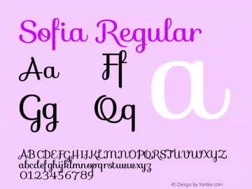 Sofia-Regular Version 1.001 Font Sample