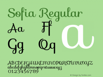 Sofia-Regular Version 1.001 Font Sample