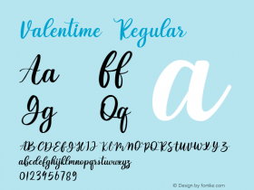 Valentime Version 1.001 Font Sample