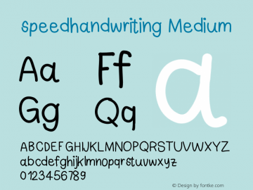 speedhandwriting Version 001.000 Font Sample