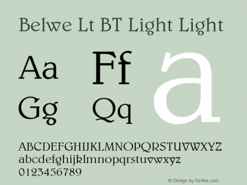 Belwe Lt BT Light Light Version 2.001 mfgpctt 4.4图片样张
