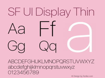 SF UI Display Thin 11.0d44e2 Font Sample
