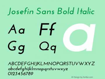 Josefin Sans Bold Italic  Font Sample